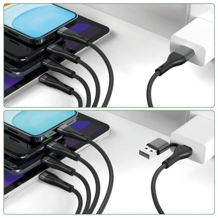 4smarts - 4smarts 4in1 USB-C Till USB-C/Lightning/Micro-USB Kabel 1.2m - Svart