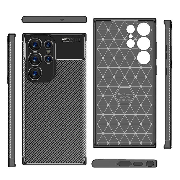 A-One Brand - Galaxy S23 Ultra Skal Carbon Fiber Texture - Svart