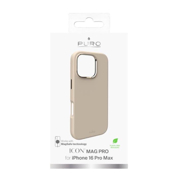 Puro - Puro iPhone 16 Pro Max Mobilskal Magsafe Icon Pro Silikon - Beige