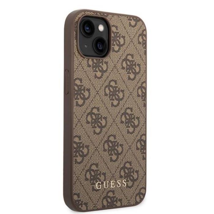 Guess - Guess iPhone 15 Plus Mobilskal Metall Gold Logo - Brun