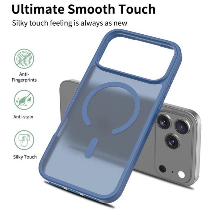 A-One Brand - iPhone 17 Pro Max Mobilskal MagSafe Acrylic Skin Touch - Blå