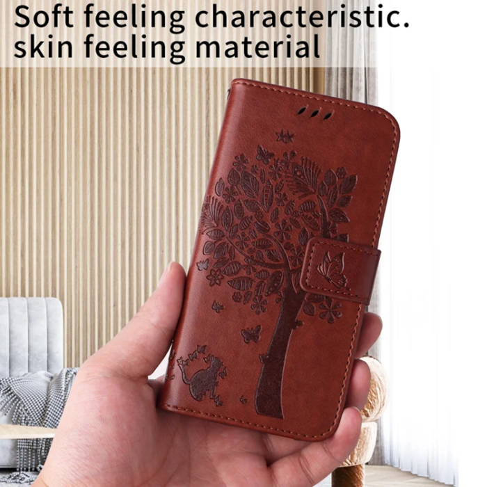 A-One Brand - iPhone 17 Plånboksfodral Tree Pattern - Coffee