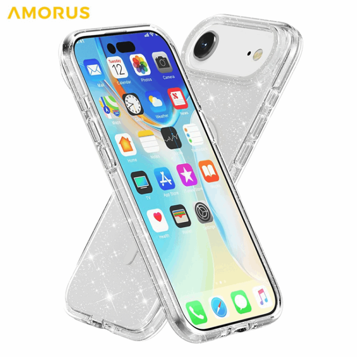 AMORUS - AMORUS Mobilskal till iPhone Air Magsafe Glitter Powder PC + TPU - Vit