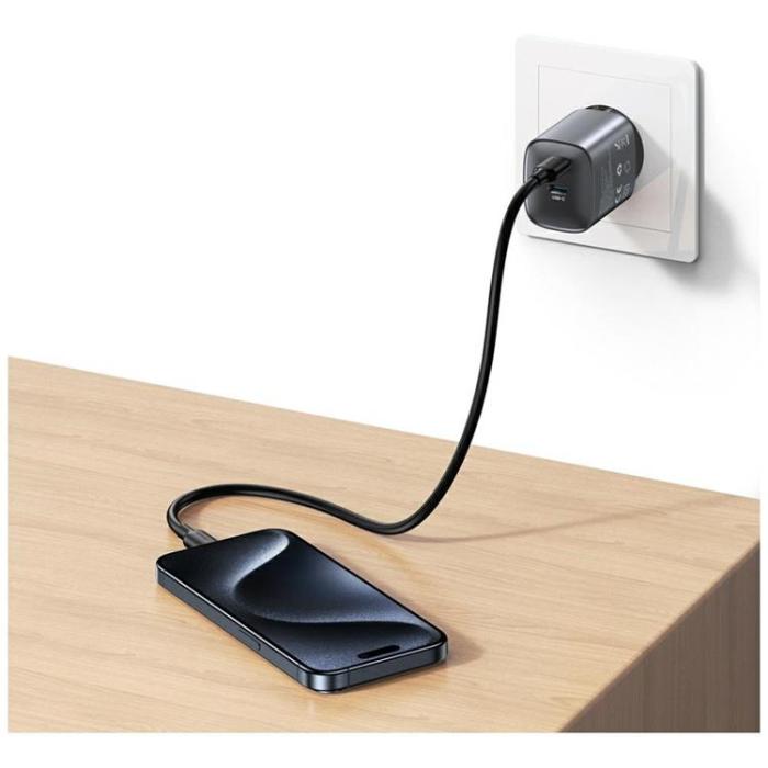 USAMS - USAMS Snabbladdare 45W 2xUSB-C GaN - Tarnish