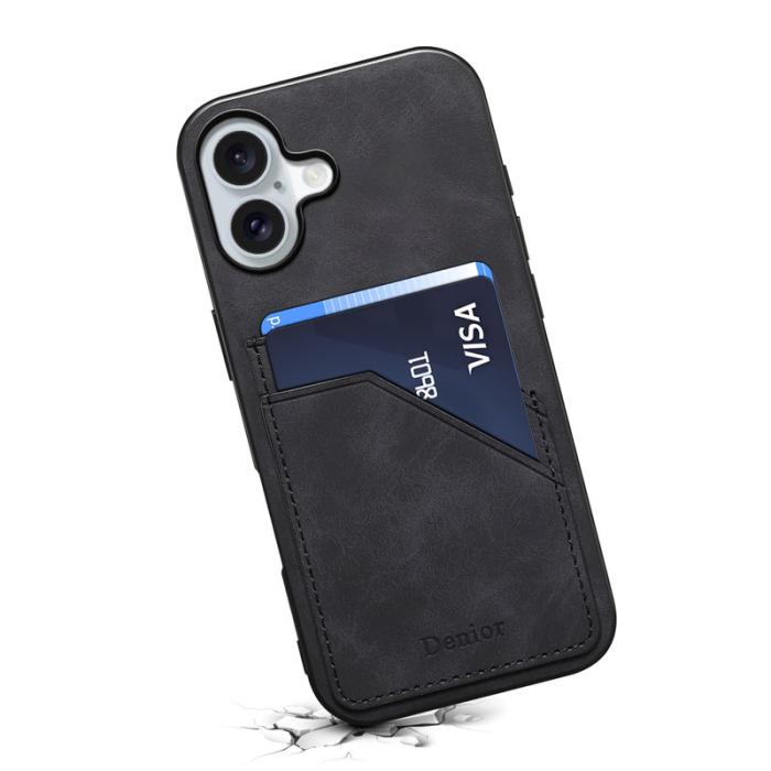 DENIOR - DENIOR Mobilskal till iPhone 17 PU Läder + TPU + PC - Svart