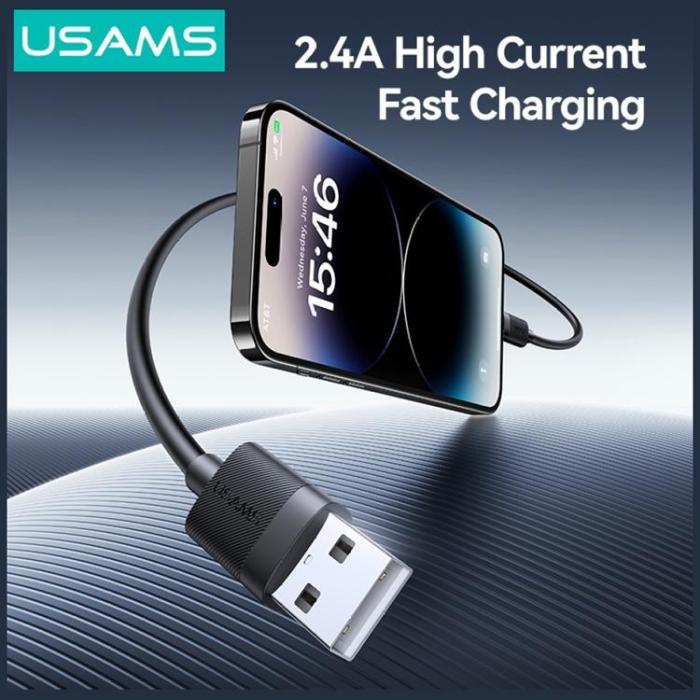 USAMS - USAMS Lightning till USB-A 12W Kabel 1m U94 - Svart