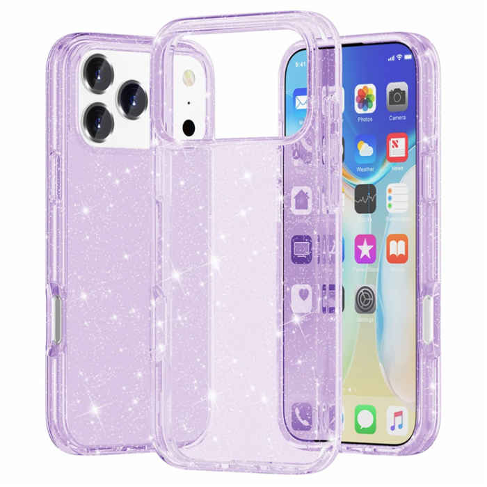 AMORUS - AMORUS iPhone 17 Pro Mobilskal Shockproof - GlitterLila