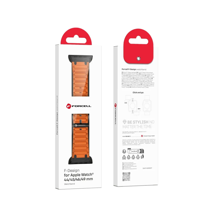 Forcell - Forcell Apple Watch (42/44/45/49) Armband Silikon - Orange