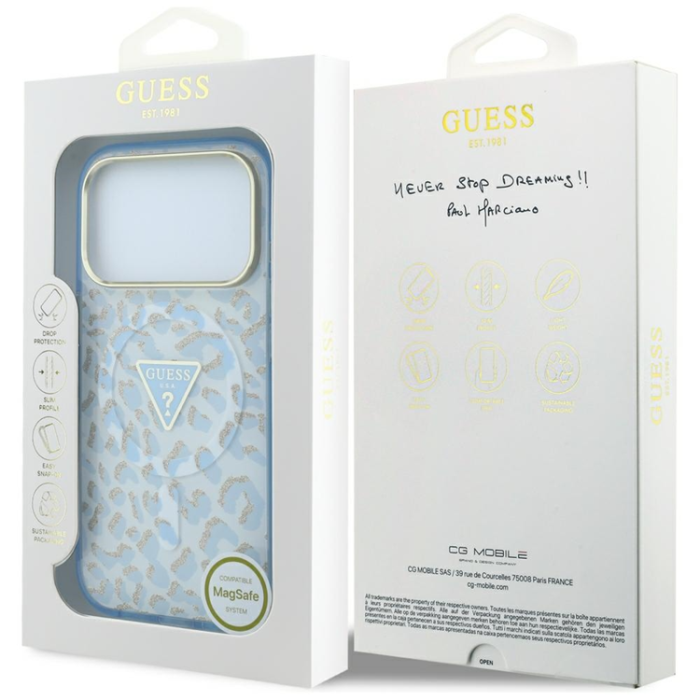 Guess - Guess Mobilskal För iPhone 18 Pro Max/17 Pro Max Magsafe IML Leopard Glitter