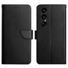 A-One Brand - Sony Xperia 1 VII Plånboksfodral Äkta läder - Svart