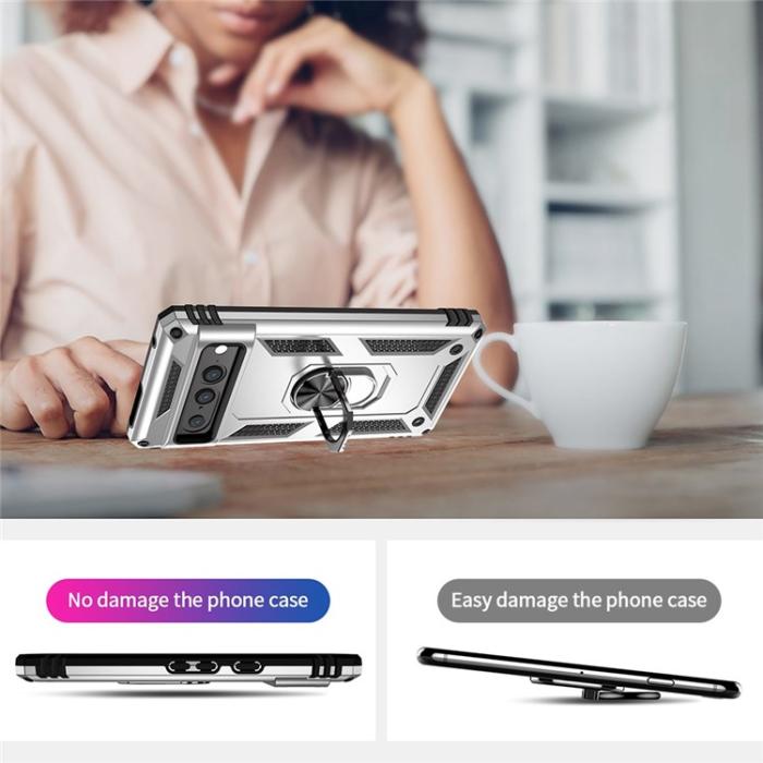 A-One Brand - Google Pixel 7 Pro Skal Ringhållare Rotatable Kickstand - Silver