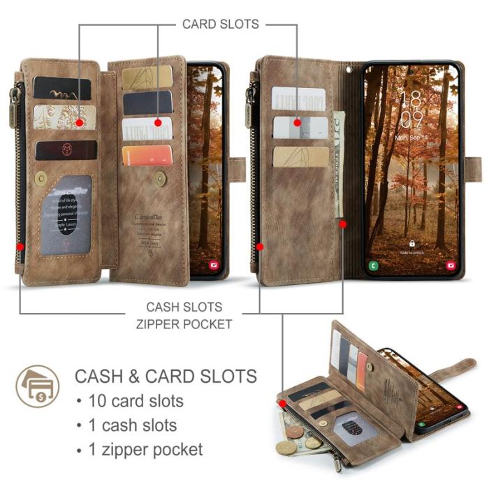 Caseme - CaseMe Mobilfodral för Samsung Galaxy S26 Plus Flera kortfack Konstläder - Brun