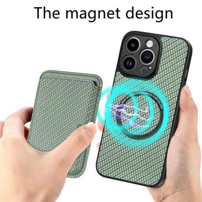 Taltech - iPhone 15 Pro Max Mobilskal Korthållare Detachable - Grön