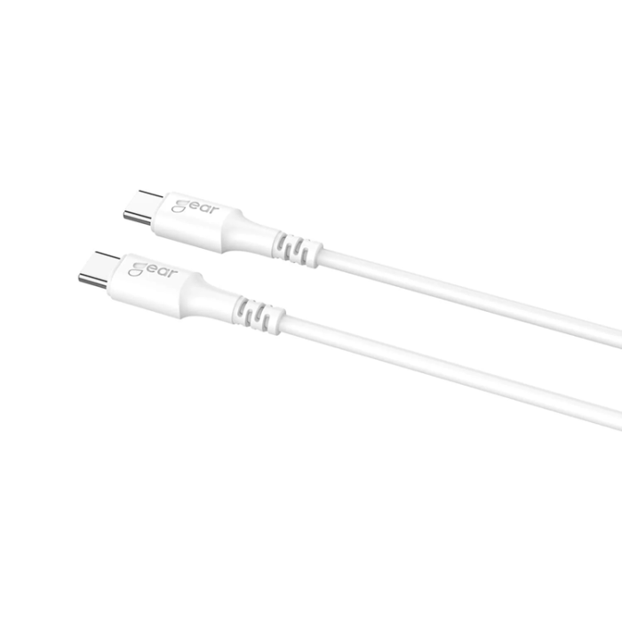 GEAR - GEAR USB-C till USB-C kabel 2.0 1m Vit Rund kabel