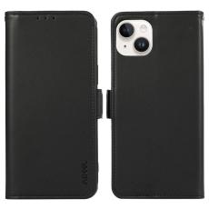 ABEEL - ABEEL iPhone 14 Plus Pl&aring;nboksfodral Flip Konstl&auml;der med RFID-Skydd - Svart