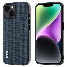 ABEEL - ABEEL Mobilskal till iPhone 14 Plus &Auml;kta L&auml;der Coated PC+TPU Bl&aring;