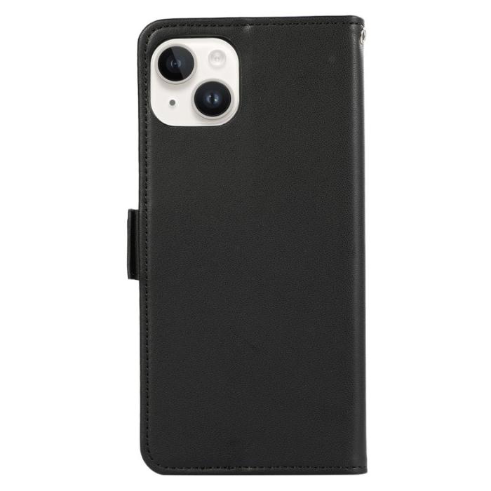 ABEEL - ABEEL iPhone 14 Plus Plånboksfodral Flip Konstläder med RFID-Skydd - Svart