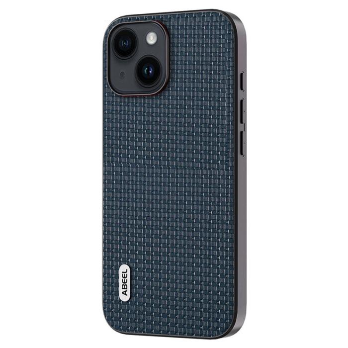 ABEEL - ABEEL Mobilskal till iPhone 14 Plus Äkta Läder Coated PC+TPU Blå