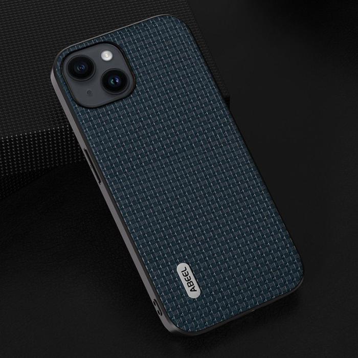 ABEEL - ABEEL Mobilskal till iPhone 14 Plus Äkta Läder Coated PC+TPU Blå