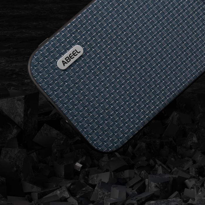 ABEEL - ABEEL Mobilskal till iPhone 14 Plus Äkta Läder Coated PC+TPU Blå