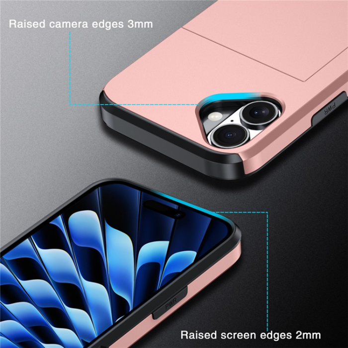Amorus - AMORUS iPhone 17 Mobilskal Med Glidande Korthållare - Svart