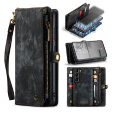 Caseme - CASEME 008 Series Samsung Galaxy S23 Pl&aring;nboksfodral Konstl&auml;der Svart