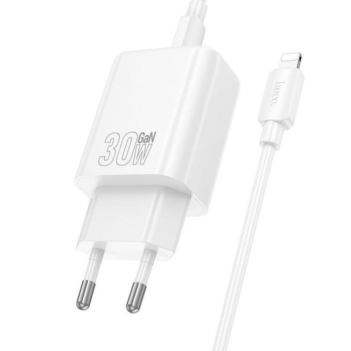 Hoco - HOCO Snabbladdare USB/USB-C 30W USB-C/Lightning Kabel N63 QC PD
