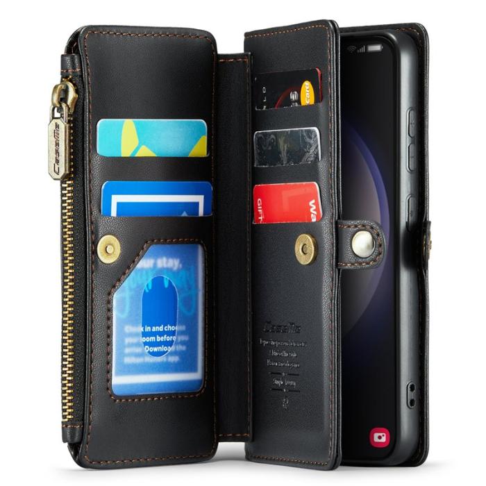 Caseme - CASEME Plånboksfodral Konstläder för Samsung Galaxy S23 - Svart