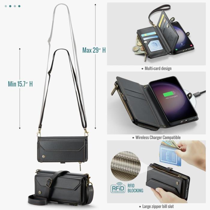 Caseme - CASEME Plånboksfodral Konstläder för Samsung Galaxy S23 - Svart