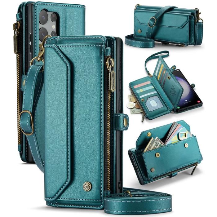 Caseme - CASEME Plånboksfodral Konstläder för Samsung Galaxy S23 Ultra - Grön
