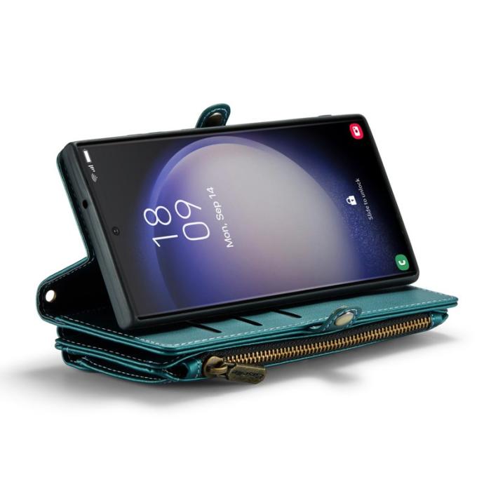 Caseme - CASEME Plånboksfodral Konstläder för Samsung Galaxy S23 Ultra - Grön