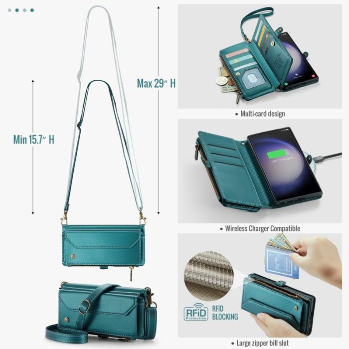 Caseme - CASEME Plånboksfodral Konstläder för Samsung Galaxy S23 Ultra - Grön