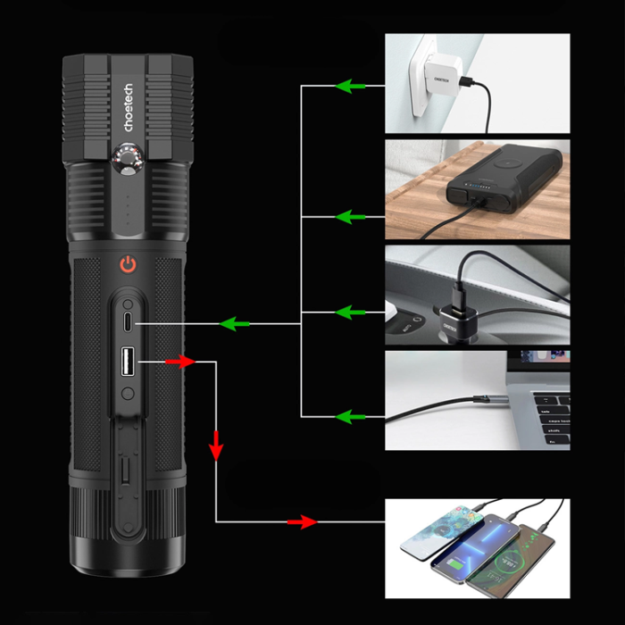 Choetech - Chotech Starthjälp Powerbank 8000mAh Led FlashLight - Svart
