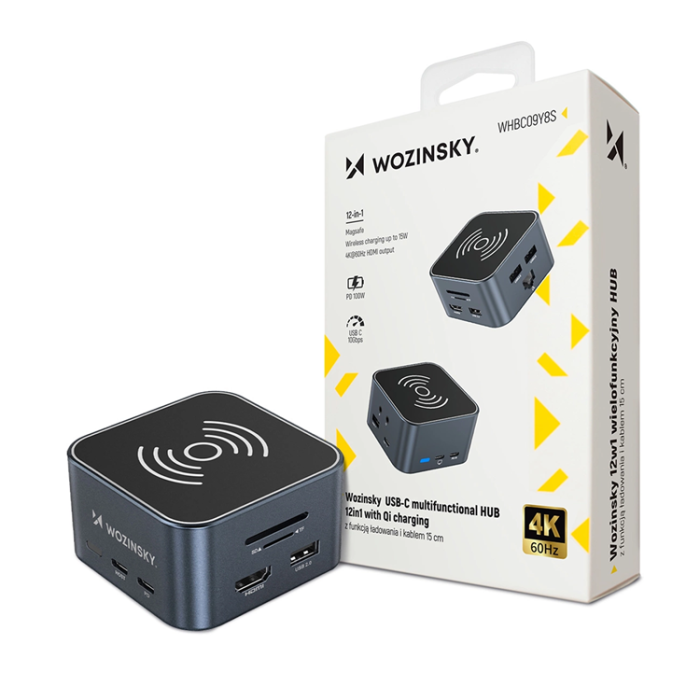 Wozinsky - Wozinsky 12in1 USB-C HUB med Trådlös Laddning med 15 cm kabel