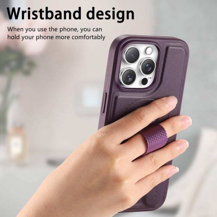 CASENEO - CASENEO iPhone 16 Pro Max Fodral - Magnetiskt KonstLäder - Lila