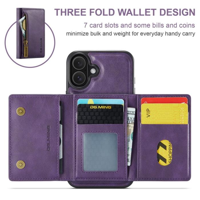 DG.MING - DG.MING M5 Series Mobilskal till iPhone 16 Plus Konstläder Magnetiskt Lila