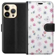 iSecrets - Plånboksfodral till Apple iPhone 15 Pro med Blommor och fjärillar