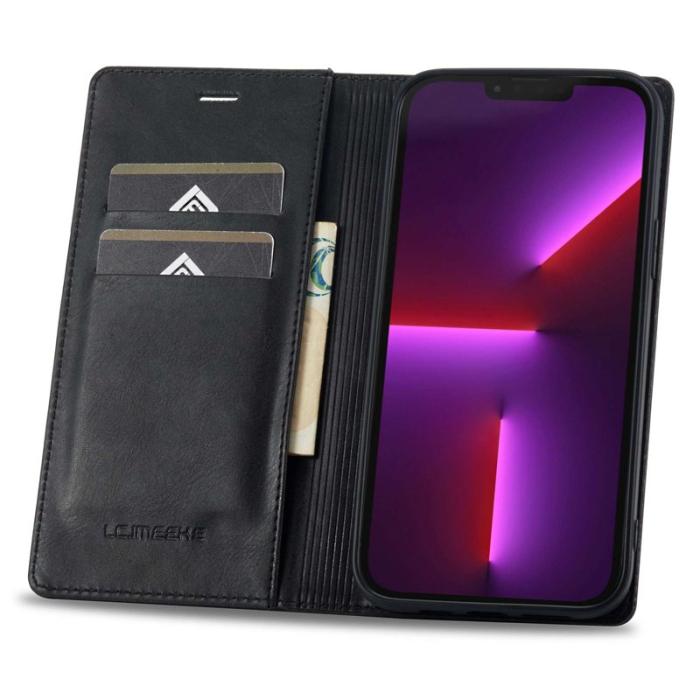 LC.imeeke - LC.IMEEKE iPhone 13 Pro Plånboksfodral i Konstläder - Svart