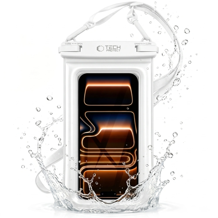 Spigen - Tech-Protect Universala Vattentät Mobilfodral UWC7 - Vit
