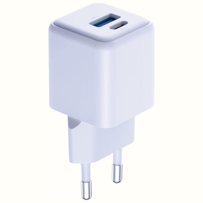 3MK - 3MK Snabbladdare 20W 1xUSB-A 1XUSB-C PD QC4 Hyper GaN - Vit