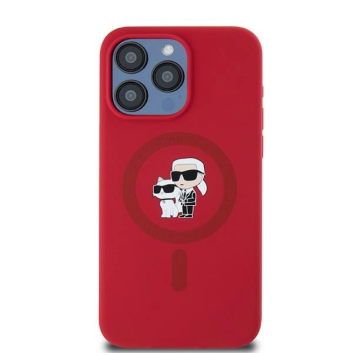 KARL LAGERFELD - Karl Lagerfeld iPhone 15 Pro Max Mobilskal Magsafe Silikon - Röd