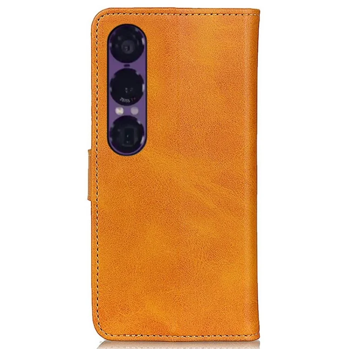 A-One Brand - Sony Xperia 1 VII Plånboksfodral Cowhide Läder - Brun