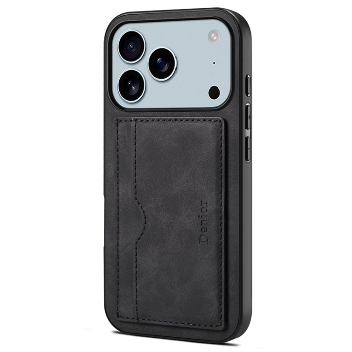 DENIOR - DENIOR iPhone 17 Pro Mobilskal Kickstand Korthållare - Svart