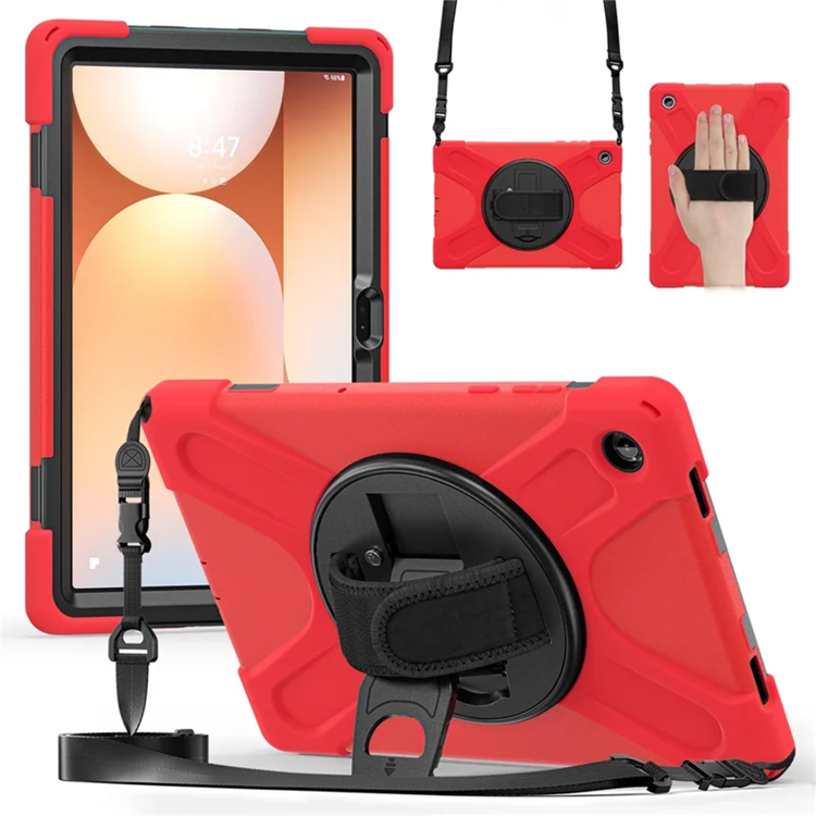 Galaxy Tab A11 Plus Mobilskal Kickstand Silikon Axelrem (Röd) | 2353 | AlltMobil