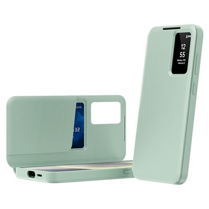 OEM - Samsung Galaxy S26 Ultra Skal PU Läder Smart View - Ljusgrön