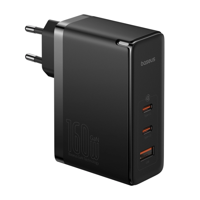 BASEUS - Baseus GaN5 Pro Väggladdare 160W 2x USB-C/USB-A + USB-C Kabel