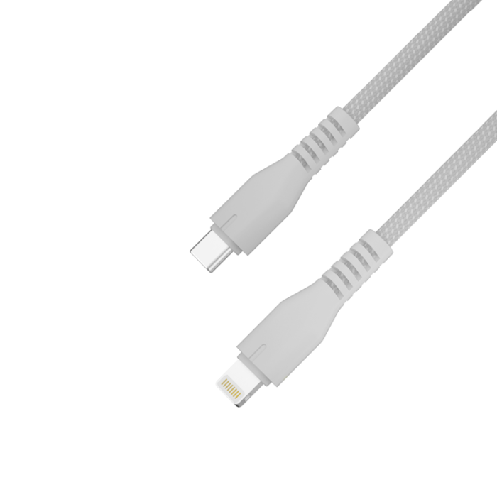 QUALO - QUALO USB-C till Lightning Kabel 2.4A 1.5m Nylon QKN-CL-18 - Silver