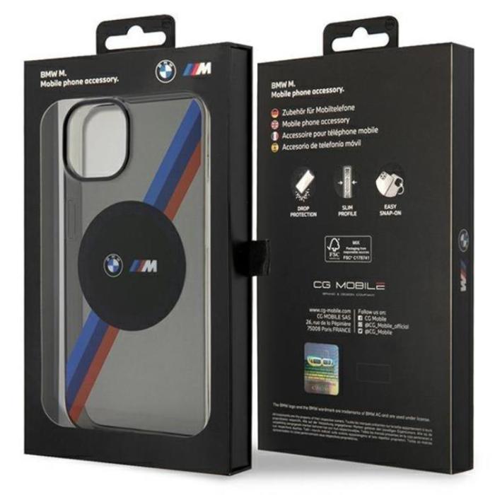 BMW - BMW iPhone 14 Mobilskal Magsafe Tricolor Stripes - Grå