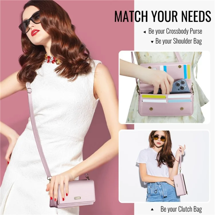 Caseme - CASEME Crossbody Väska RFID Blocking Me30 Max Läder - Rosa