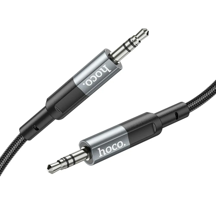 Hoco - Hoco AUX 3.5mm Jack Kabel 1m - Metal Grå